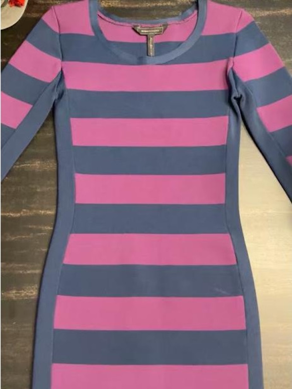 Striped Bodycon Kendall Dress in navy and Purple